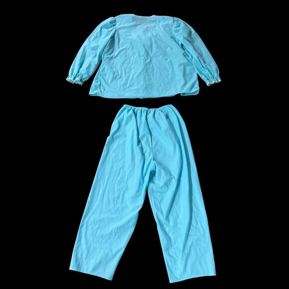 Vintage 1980s Womens Pajama Set Long Sleeve Top Elastic Waist Pants XLG Polyeste - Picture 3 of 7
